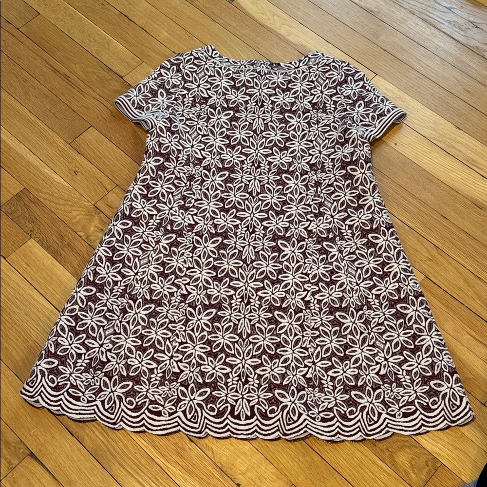 Alaia Burnt Red Printed Floral Mini Wool Blend Dress - Picture 8 of 10